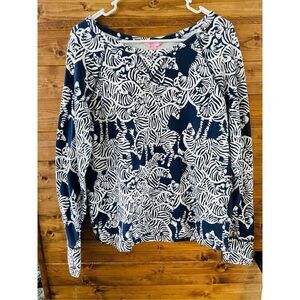 Kingsley Top I herd You Bright Navy Zebra Print Popover Pullover LILLY PULITZER